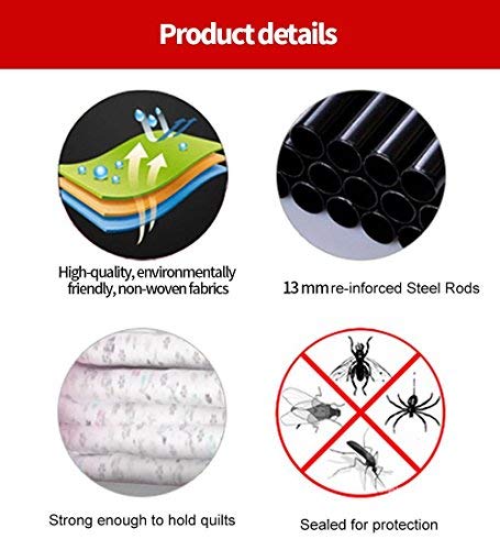 UDEAR Armario de Ropa de Tela y Tubo Metal para Ropa Organizador Ropero Plegable Colgar (Gris)