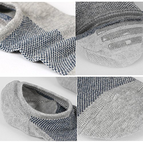 Ueither Calcetines Cortos Hombre Invisibles Respirable Calcetines tobilleros Algodón Antideslizantes (Tamaño: 44-48, 6 Pares Blanco)