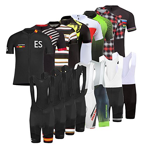 Uglyfrog MTB Ciclismo Maillot, Hombres Jersey + 20D Pantalones Cortos Babero Mangas Cortas de Ciclismo Ropa Maillot Transpirable para Deportes al Aire Libre Ciclo Bicicleta