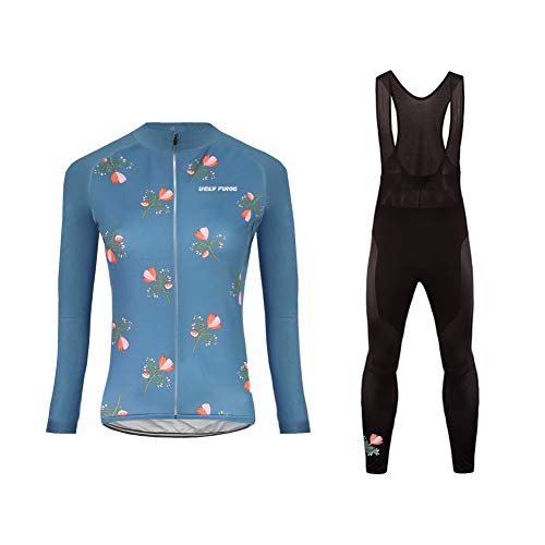 Uglyfrog Ropa Mujer Primavera y Otoño Conjunto de Ropa de Ciclismo - Jersey de Manga Larga y Zip Completo+ Pantalones Largos Cómodo Respirable Secado Rápido - Ropa Deportivo para Bicicleta de Montaña