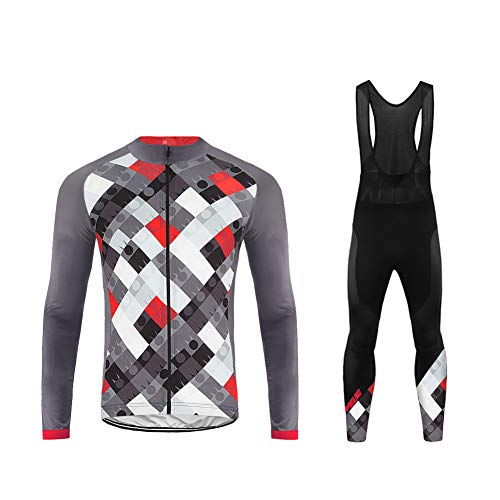 Uglyfrog Traje Ciclismo MTB Invierno Conjunto Ropa Bicicleta Hombre Maillot MTB Manga Larga+20D Pantalones Largos con Peto Set