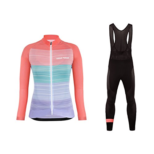 Uglyfrog - Traje térmico de ciclismo para mujer, camiseta térmica de manga larga para mujer, transpirable, manga larga y pantalones con tirantes