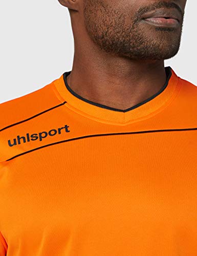 uhlsport Camiseta Strema 3, 0 para Hombre/Jersey Manga Larga/Portero Acolchado, Azul/Amarillo Flúor, L, Naranja/Negro