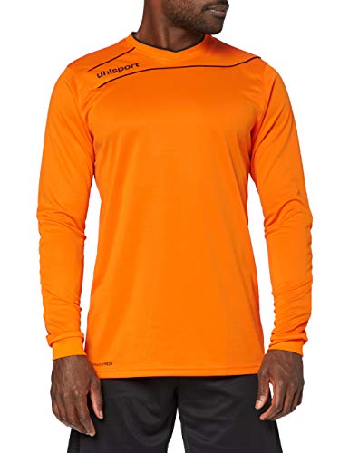 uhlsport Camiseta Strema 3, 0 para Hombre/Jersey Manga Larga/Portero Acolchado, Azul/Amarillo Flúor, L, Naranja/Negro