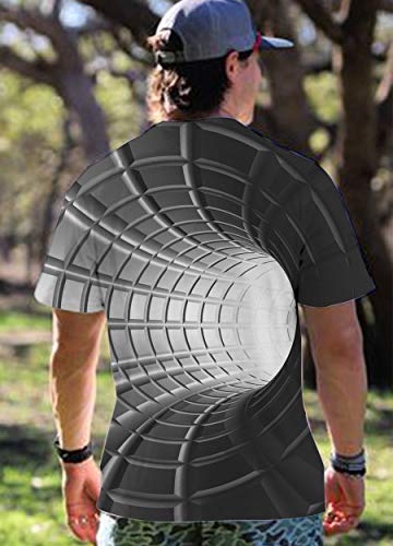 uideazone Camiseta de manga corta para hombre con estampado 3D y cuello redondo BlackA. L