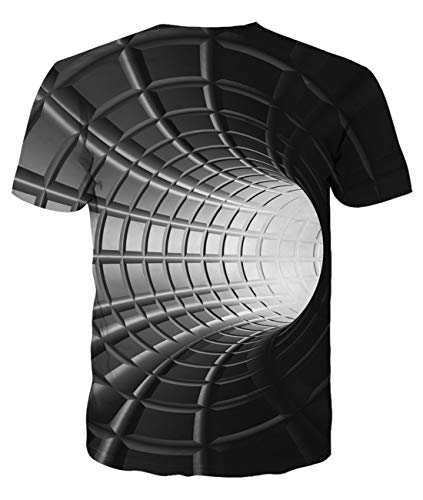 uideazone Camiseta de manga corta para hombre con estampado 3D y cuello redondo BlackA. L