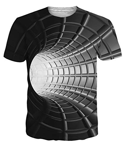 uideazone Camiseta de manga corta para hombre con estampado 3D y cuello redondo BlackA. L