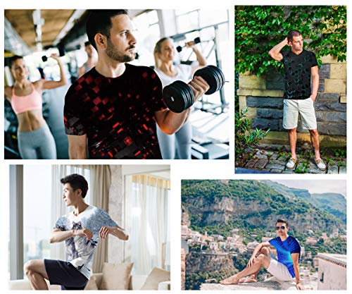 uideazone Camiseta de manga corta para hombre con estampado 3D y cuello redondo BlackA. L