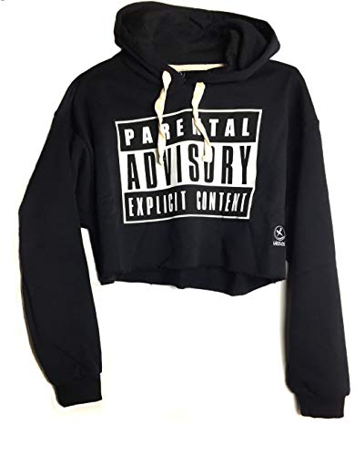 UISSOS Sudadera Mujer Parental Advisory con Capucha De Chica Moda Sport Casual Negra talla única
