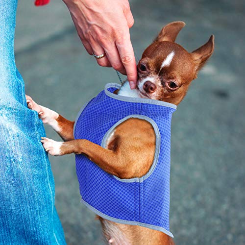 UKCOCO Chaleco de refrigeración para mascotas, arnés de refrigeración para perros, chaleco enfriador de mascotas con cinta mágica para cachorros perros - Talla M (azul)