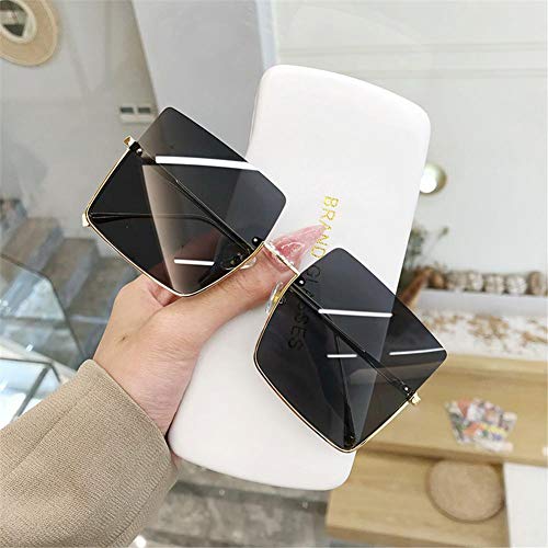 UKKD Gafas De Sol Mujeres Gafas De Sol Mujeres Gafas De Sol para Mujeres Gafas Retro Square Sunglasses Metal Media Marco Gafas-Goldblue