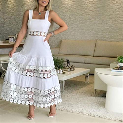 UKKD Traje De Baño Mujer Vestidos De Baño Blanco Lace Traje De Baño Cubierto De Traje De Baño De Playa Largo De Sol Larga Cubiertas De Baño para Mujeres para Mujeres Taja De Nador Más Tamaño-White,S