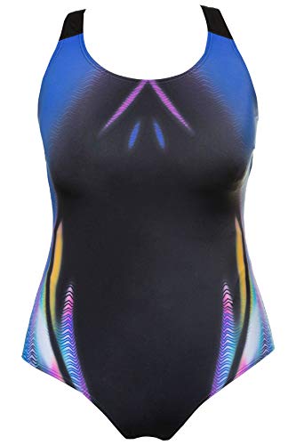 Ulla Popken Badeanzug Farbige Träger baño, Negro, 56 para Mujer