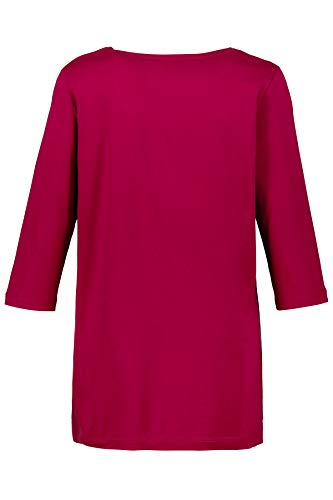 Ulla Popken T-Shirt, Zierfalten, A-Linie, 3/4-Arm, Modal Camiseta de Manga Larga, Rosa (Rose 56), Mujer