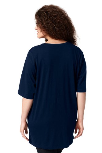 Ulla Popken V-Ausschnitt, Camiseta para Mujer, Azul (Blau 71), 44/46