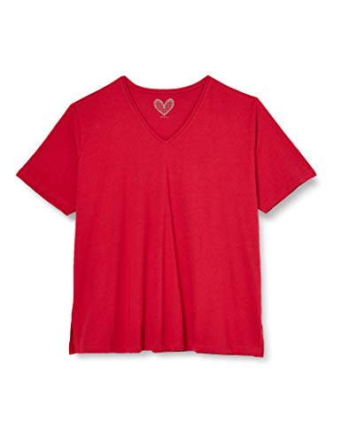 Ulla Popken V-Ausschnitt, Camiseta para Mujer, Rojo (Rot 51), 44/46