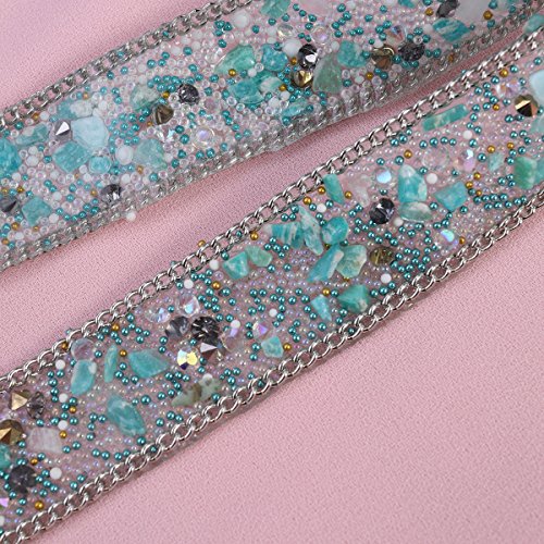 ULTNICE Crystal Rhinestone Dress Sash Belt DIY sombreros adornos 1m (verde claro)