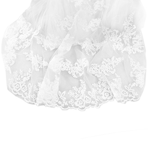 ULTNICE Velo de Novia de Boda Encaje Mantilla con Peine (Blanco)