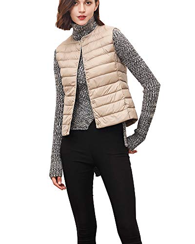 Ultra Ligero Chaleco Acolchado Mujer Corto Slim Fit Botón Chaqueta De Plumas