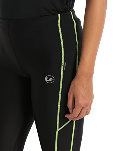 Ultrasport, Pantalones deportivos 3/4 para Mujer, Negro/Neon Amarillo, M
