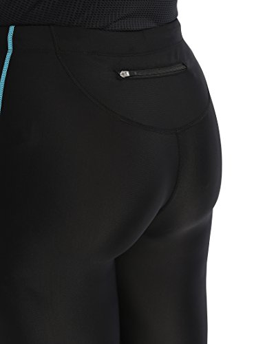 Ultrasport, Pantalones deportivos 3/4 para Mujer, Negro/Turquesa, L