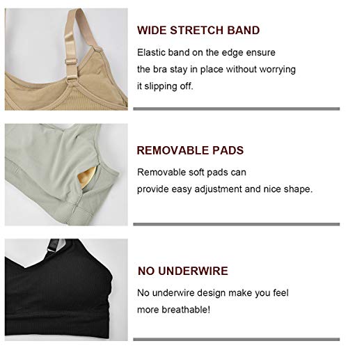 UMIPUBO 4 Piezas de Sujetador de Camisola para Mujer Sujetador de Tubo de Cuello V Banda Sujetador de Dormir Sujetador Deportivo Ropa Interior con Tirantes Elásticos