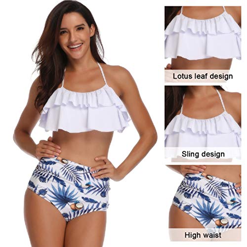 UMIPUBO Bikini Conjuntos Mujer Push up Impresión Familia Madre e Hija Traje de Baño Flounce Ropa de Playa Cintura Alta Bañador Tops y Braguitas