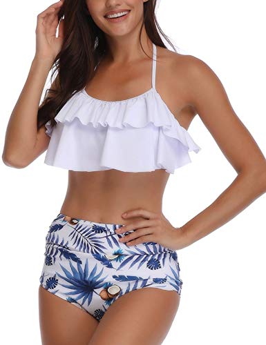 UMIPUBO Bikini Conjuntos Mujer Push up Impresión Familia Madre e Hija Traje de Baño Flounce Ropa de Playa Cintura Alta Bañador Tops y Braguitas