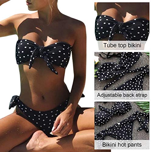 UMIPUBO Bikini Mujer Dos Piezas Ropa con Estampado de Lunares Push-Up Traje de baño con Lazo Acolchado Conjunto de Bikini de Playa Acolchado Bañador