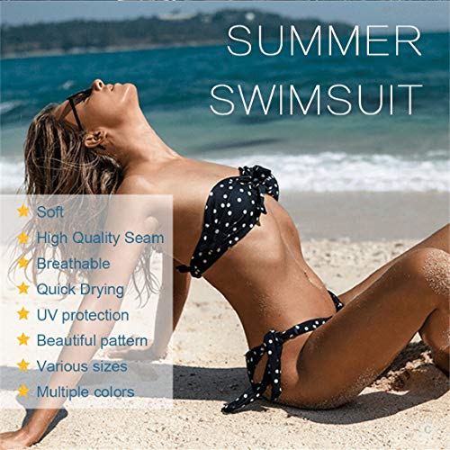 UMIPUBO Bikini Mujer Dos Piezas Ropa con Estampado de Lunares Push-Up Traje de baño con Lazo Acolchado Conjunto de Bikini de Playa Acolchado Bañador