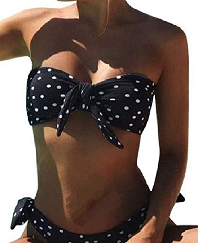 UMIPUBO Bikini Mujer Dos Piezas Ropa con Estampado de Lunares Push-Up Traje de baño con Lazo Acolchado Conjunto de Bikini de Playa Acolchado Bañador