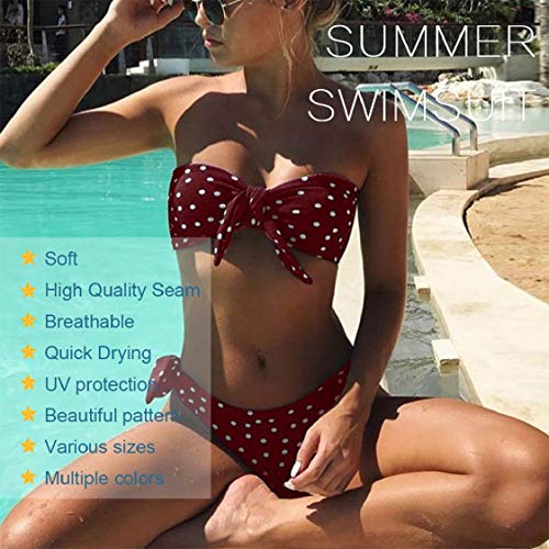 UMIPUBO Bikini Mujer Dos Piezas Ropa con Estampado de Lunares Push-Up Traje de baño con Lazo Acolchado Conjunto de Bikini de Playa Acolchado Bañador