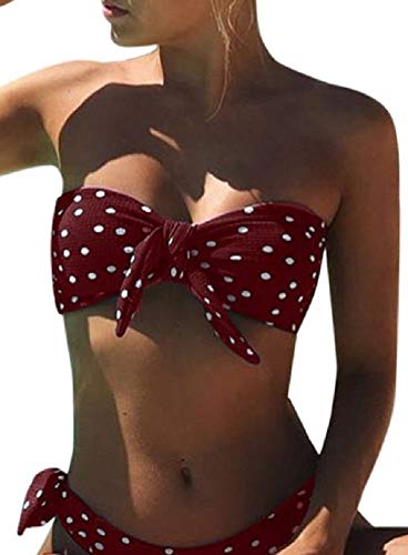 UMIPUBO Bikini Mujer Dos Piezas Ropa con Estampado de Lunares Push-Up Traje de baño con Lazo Acolchado Conjunto de Bikini de Playa Acolchado Bañador