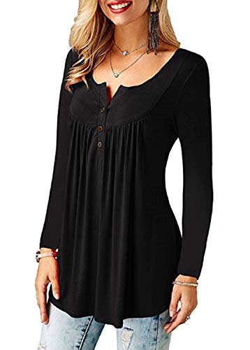 UMIPUBO Bluas de Mujer Camisa Algodón Blusa Mujer Elegante Manga Corta Camisa Suelta Mujer Casual Verano Shirts (Negro-1, L)