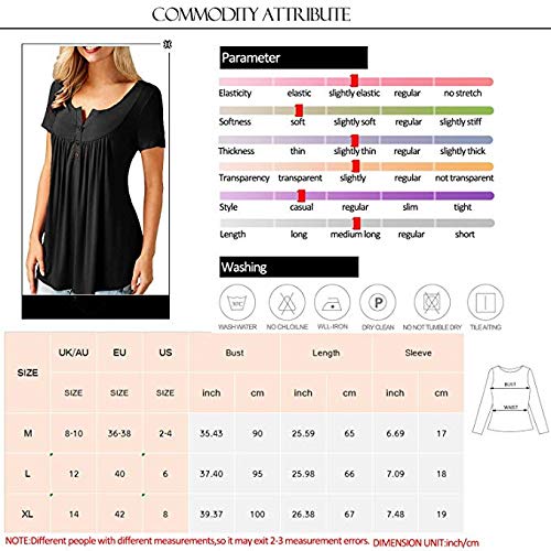 UMIPUBO Bluas de Mujer Camisa Algodón Blusa Mujer Elegante Manga Corta Camisa Suelta Mujer Casual Verano Shirts (Negro, L)