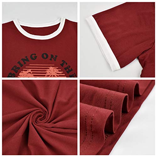 UMIPUBO Bluas de Mujer Camisa Algodón Cuello Redondo Basica Blusa Mujer Elegante Bring On The Sunshine Print Manga Corta Larga Camisa Suelta Mujer Casual Suelto Verano Invierno Primavera T-Shirts Tops