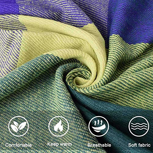 UMIPUBO Bufanda cálida de invierno para mujer, a cuadros, algodón, para invierno, a cuadros, de seda, para otoño, estola E Talla única