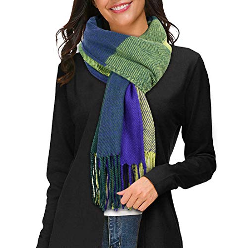UMIPUBO Bufanda cálida de invierno para mujer, a cuadros, algodón, para invierno, a cuadros, de seda, para otoño, estola E Talla única