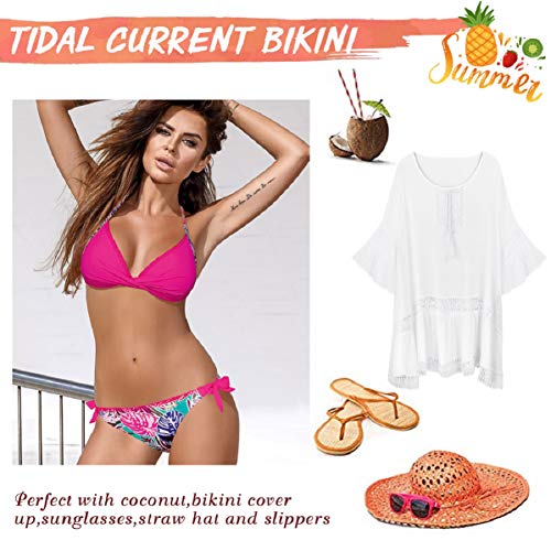 UMIPUBO Conjuntos de Bikinis para Mujer Bikini de triángulo de Dos Piezas Tallas Grandes Multicolor Fruncido Cuello Halter Sin Tirantes Push Up Trajes de baño Acolchados Adecuado para Viajes de Playa
