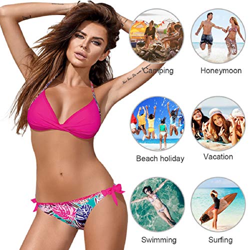 UMIPUBO Conjuntos de Bikinis para Mujer Bikini de triángulo de Dos Piezas Tallas Grandes Multicolor Fruncido Cuello Halter Sin Tirantes Push Up Trajes de baño Acolchados Adecuado para Viajes de Playa