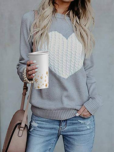 UMIPUBO Mujer Básico Punto Suéter de Moda O-Cuello Otoño Invierno Oversize Casual sólido Largo Manga Jerseys Amor suéter Suelto Blusas Abrigo Jersey Tops Women Sweater