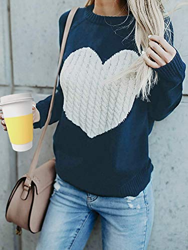 UMIPUBO Mujer Básico Punto Suéter de Moda O-Cuello Otoño Invierno Oversize Casual sólido Largo Manga Jerseys Amor suéter Suelto Blusas Abrigo Jersey Tops Women Sweater