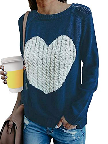 UMIPUBO Mujer Básico Punto Suéter de Moda O-Cuello Otoño Invierno Oversize Casual sólido Largo Manga Jerseys Amor suéter Suelto Blusas Abrigo Jersey Tops Women Sweater