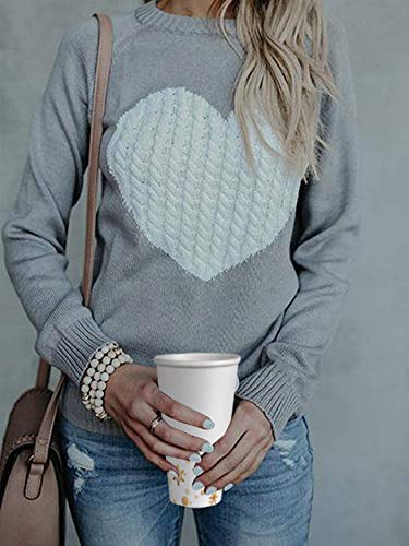 UMIPUBO Mujer Básico Punto Suéter de Moda O-Cuello Otoño Invierno Oversize Casual sólido Largo Manga Jerseys Amor suéter Suelto Blusas Abrigo Jersey Tops Women Sweater