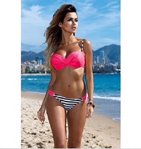 UMIPUBO Mujer Bikini 2 Piezas Sexy Conjunto de Bikini Trajes de Baño Tanga Playa Bikini Set Push up Acolchado Ropa de Baño Beachwear (Medium, Rosoda)