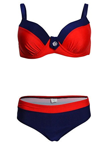 UMIPUBO Mujer Bikini Push-Up Acolchado Bra Trajes de Baño Tops y Braguitas Bikini Sets (ES 40, Estilo1:Rojo)