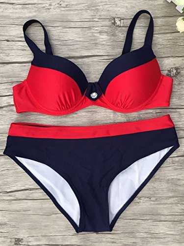 UMIPUBO Mujer Bikini Push-Up Acolchado Bra Trajes de Baño Tops y Braguitas Bikini Sets (ES 40, Estilo1:Rojo)