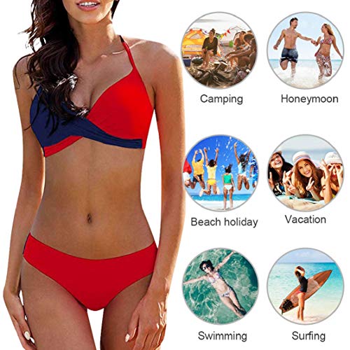 UMIPUBO Mujer Bikini Traje de Baño con Cuello en V Bikinis Sujetador Dos Piezas Push-up Sexy Ropa de Playa Falda de Playa Tops y Braguitas