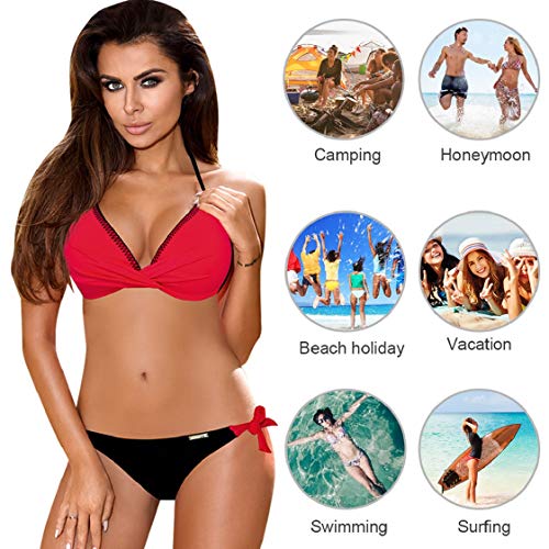 UMIPUBO Mujer Conjunto de Bikini Cintura Alta Traje de Baño de Dos Piezas Push-up Cuello en V Bañador Ropa de Playa Traje de baño