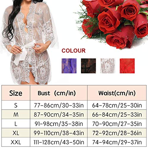 UMIPUBO Mujer Ropa de Dormir Conjunto Sexy Lingerie Transparente Lace Lenceria Erotica Babydoll Ropa Interior (Blanco, XL)